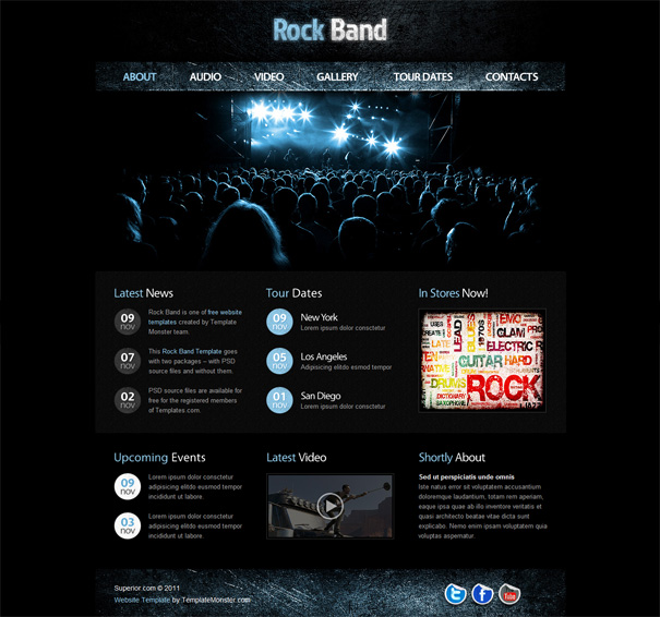 Супер шаблон сайта музыкальной рок группы на HTML5